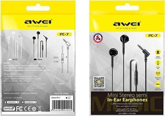 Awei AWEI headphones stereo headphones PC-7 3.5mm jack black/black