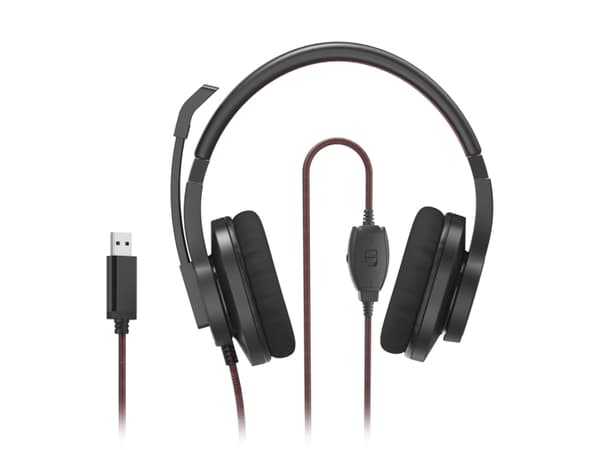 Hama "HS-USB400 V2" - Headset - fullstorlek - kabelansluten - USB-A - svart, röd