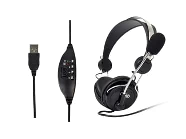 USB-headset med mikrofon och volymkontroll