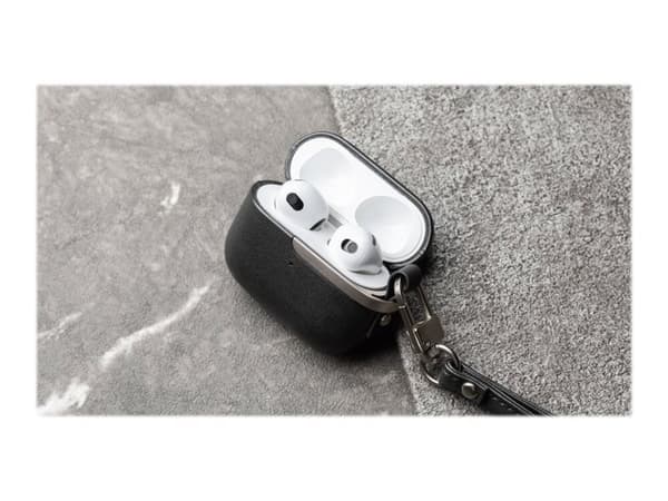 Moshi Pebbo Luxe - Langattomien kuulokkeiden latauskotelo - vegaaninahkaa - hiilenmusta - Apple AirPods -laitteille (3. sukupolvi)