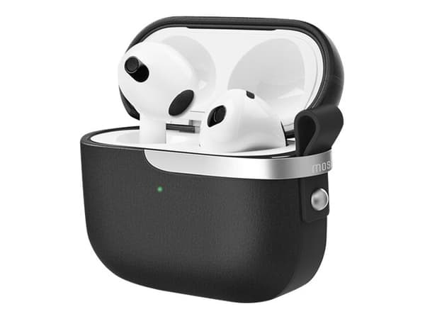 Moshi Pebbo Luxe - Langattomien kuulokkeiden latauskotelo - vegaaninahkaa - hiilenmusta - Apple AirPods -laitteille (3. sukupolvi)