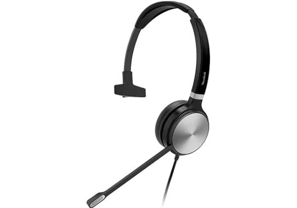 Yealink UH36 Mono - Headset - på örat - kabelansluten - USB, 3,5 mm kontakt - svart och silver - Certifierad för Microsoft-teams