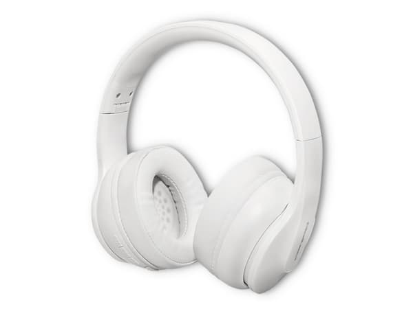 Qoltec Soundmasters - Hörlurar med mikrofon - fullstorlek - Bluetooth - trådlös, kabelansluten - 3,5 mm kontakt - vit