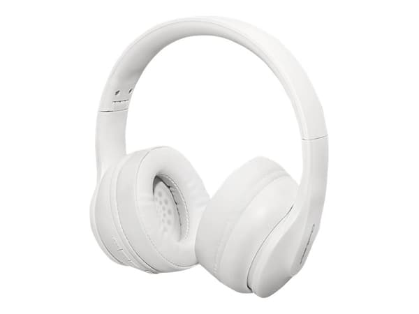 Qoltec Soundmasters - Hörlurar med mikrofon - fullstorlek - Bluetooth - trådlös, kabelansluten - 3,5 mm kontakt - vit