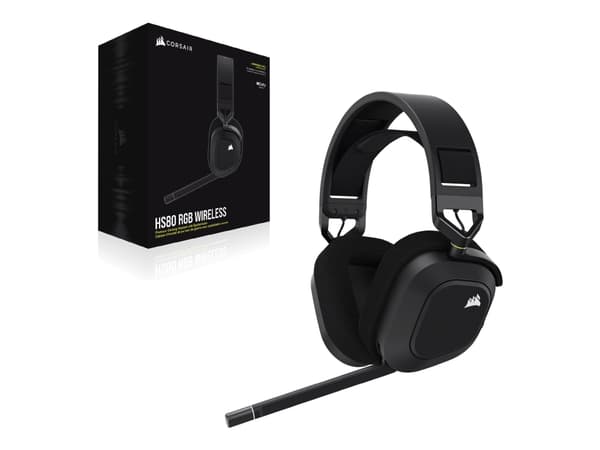 CORSAIR Gaming HS80 RGB - Hodesett - full størrelse - kablet - USB - karbon