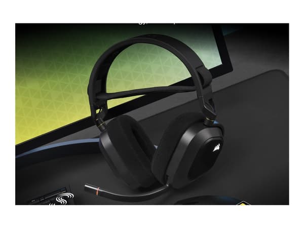 CORSAIR Gaming HS80 RGB - Hodesett - full størrelse - kablet - USB - karbon
