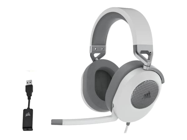 CORSAIR Gaming HS65 SURROUND - Hodesett - full størrelse - kablet - 3,5 mm jakk - hvit