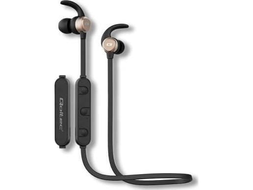 Qoltec - Hörlurar med mikrofon - inuti örat - Bluetooth - trådlös - svart, guld