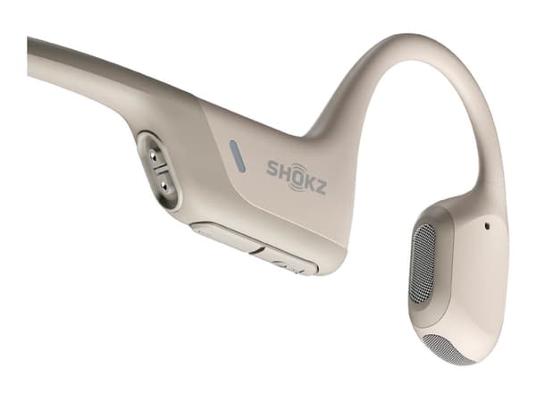 SHOKZ OpenRun Pro - Hodetelefoner med mikrofon - åpent øre - bak-nakken-montering - Bluetooth - trådløs - beige