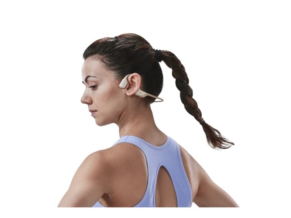 SHOKZ OpenRun Pro - Hodetelefoner med mikrofon - åpent øre - bak-nakken-montering - Bluetooth - trådløs - beige