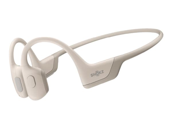 SHOKZ OpenRun Pro - Hodetelefoner med mikrofon - åpent øre - bak-nakken-montering - Bluetooth - trådløs - beige