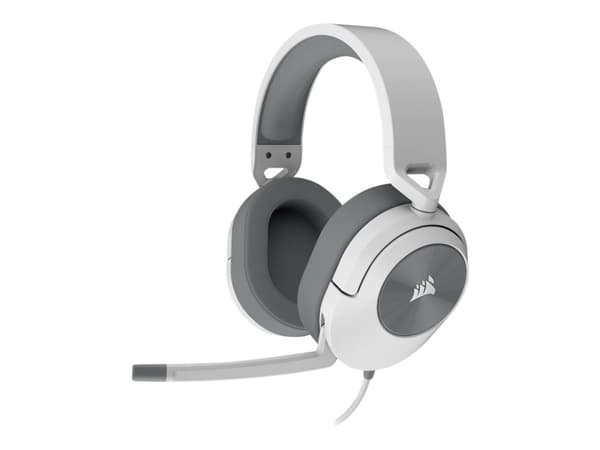 CORSAIR Gaming HS55 SURROUND - Headset - fullstorlek - kabelansluten - 3,5 mm kontakt - vit