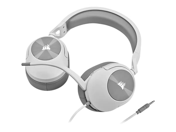CORSAIR Gaming HS55 SURROUND - Headset - fullstorlek - kabelansluten - 3,5 mm kontakt - vit