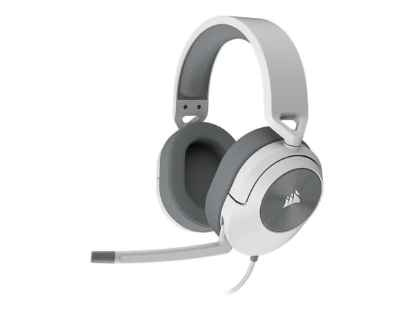 CORSAIR Gaming HS55 SURROUND - Headset - fullstorlek - kabelansluten - 3,5 mm kontakt - vit