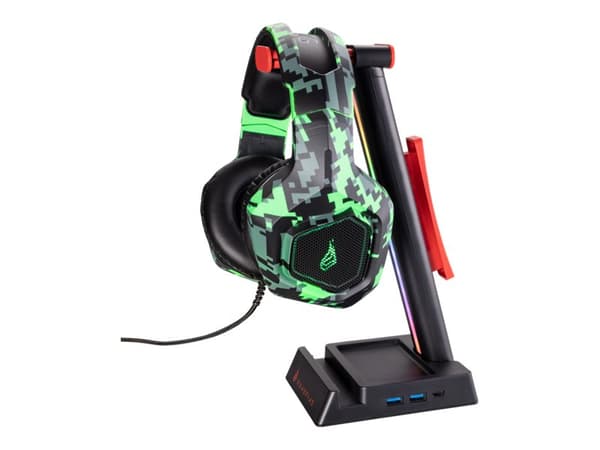 Surefire Gaming Vinson N2 - Stativ / fäste för headset - RGB - Svart / Röd (Plats för 2 headset)