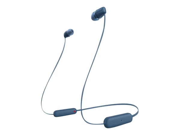 Sony WI-C100 - Ørepropper med mikrofon - i øret - nakkebånd - Bluetooth - trådløs - blå