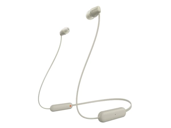 Sony WI-C100 - Hörlurar med mikrofon - inuti örat - nacKräm - Bluetooth - trådlös - beige