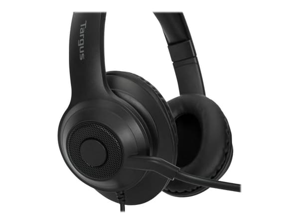 Targus AEH102GL - Headset - på örat - konvertibel - kabelansluten - USB-A - ljudisolerande - svart