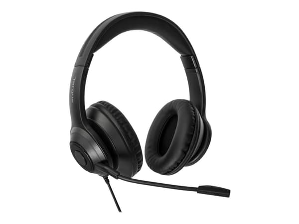 Targus AEH102GL - Headset - på örat - konvertibel - kabelansluten - USB-A - ljudisolerande - svart