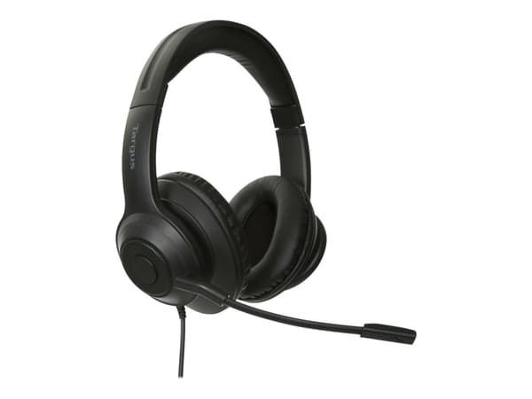 Targus AEH102GL - Headset - på örat - konvertibel - kabelansluten - USB-A - ljudisolerande - svart