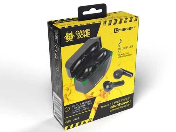 Tracer GAMEZONE T3 PRO, True Wireless Stereo (TWS), Puhelut/Musiikki, 20 - 20000 Hz, Kuulokkeet, Musta