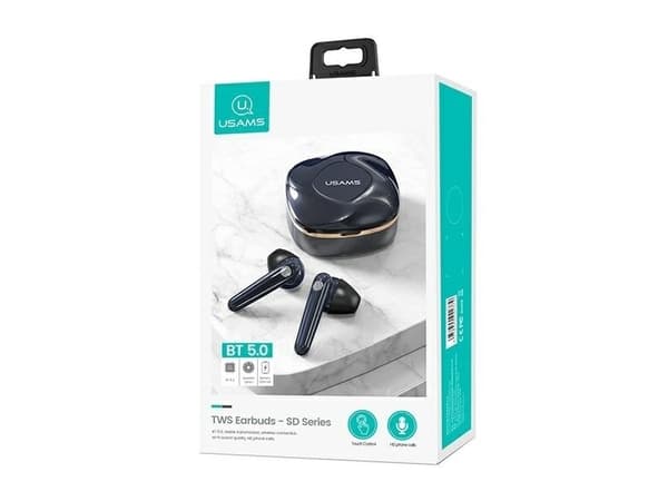 USAMS Bluetooth 5.0 TWS SDseries Wireless Earphones Blue/Gem Blue BHUSD02