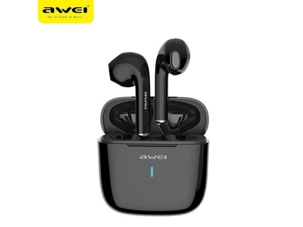 AWEI Bluetooth 5.0 T26 TWS hodetelefoner + dockingstasjon svart/svart