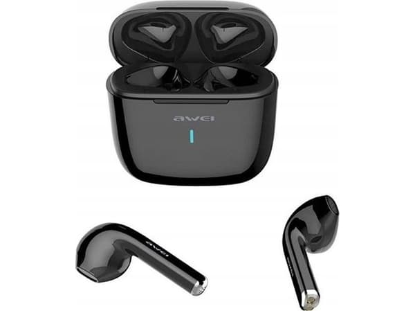 AWEI Bluetooth 5.0 T26 TWS hodetelefoner + dockingstasjon svart/svart