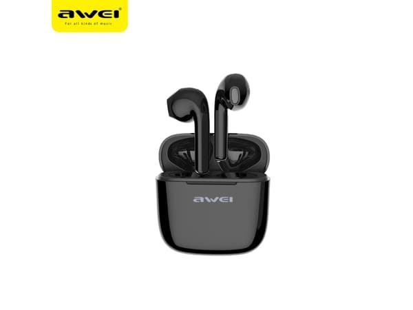 AWEI Bluetooth 5.0 T26 TWS hodetelefoner + dockingstasjon svart/svart