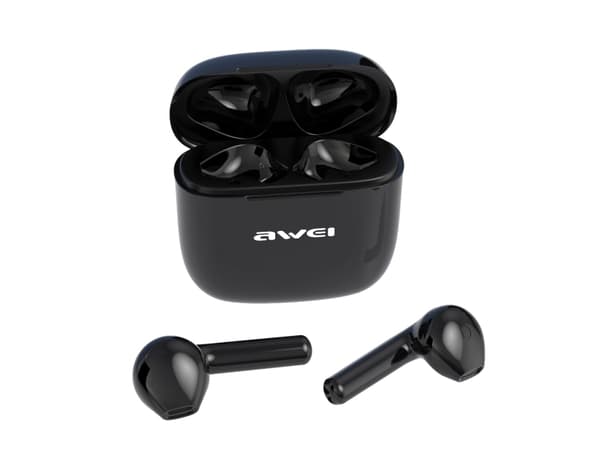AWEI Bluetooth 5.0 T26 TWS hodetelefoner + dockingstasjon svart/svart