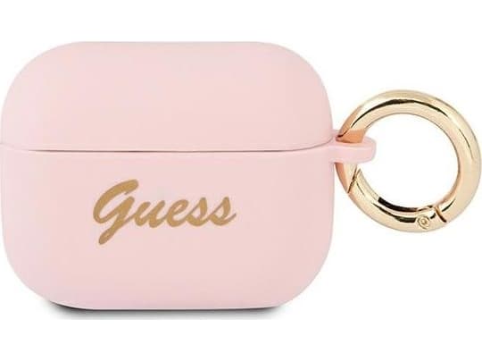 Guess GUAPSSSI AirPods Pro täcka różowy / rosa silikon Vintage Script