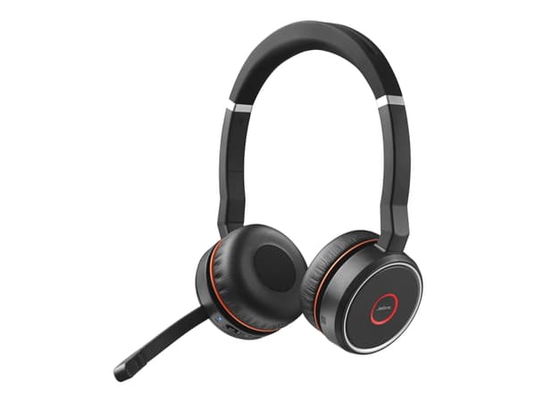 Jabra Evolve 75 SE UC Stereo - Headset - på örat - Bluetooth - trådlös - aktiv brusradering - USB - med laddningsställ - Zoomcertifierad - för LINK 3