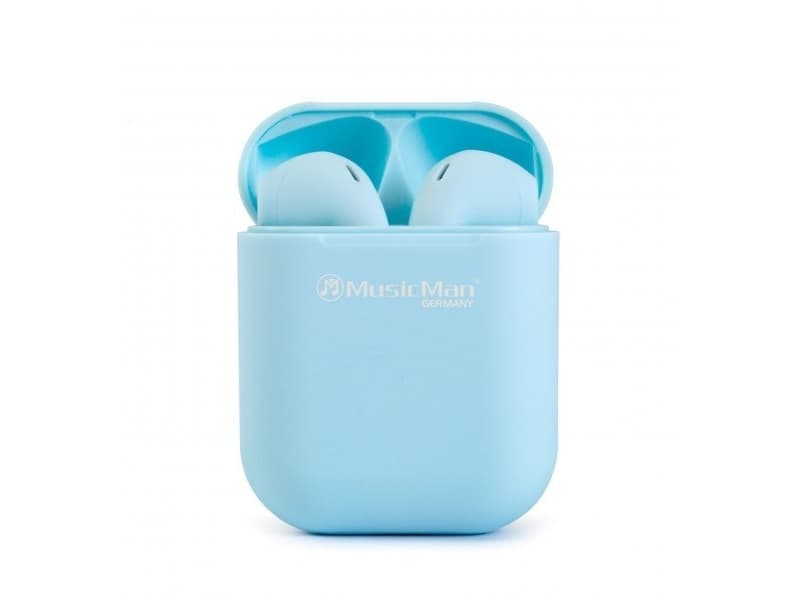 Wireless earphones in Technaxx Micro TWS case, Bluetooth, microUSB (blue)