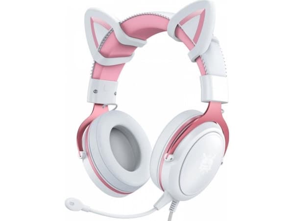 Headphones Onikuma Gaming Onikuma X10 pink and white USB ear cats