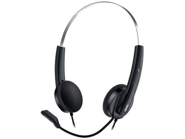 Genius HS-220U, headphones with microphone, volume control, black, 2.0, lockable, USB