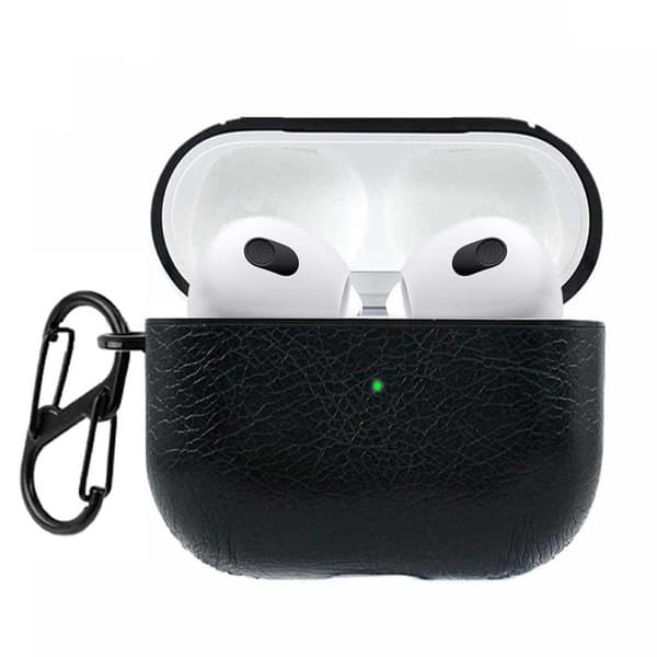 Apple AirPods 3 pussin kotelon suojakotelo nahka musta musta