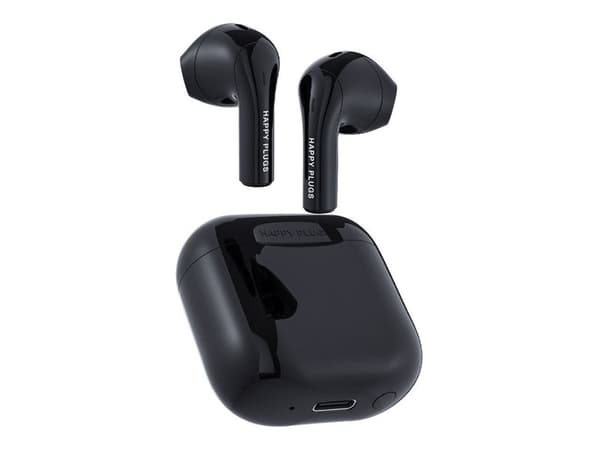 Happy Plugs JOY - True wireless-hodetelefoner med mikrofon - i øret - Bluetooth - svart