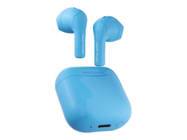 Happy Plugs Hope - True wireless-hodetelefoner med mikrofon - i øret - Bluetooth - blå