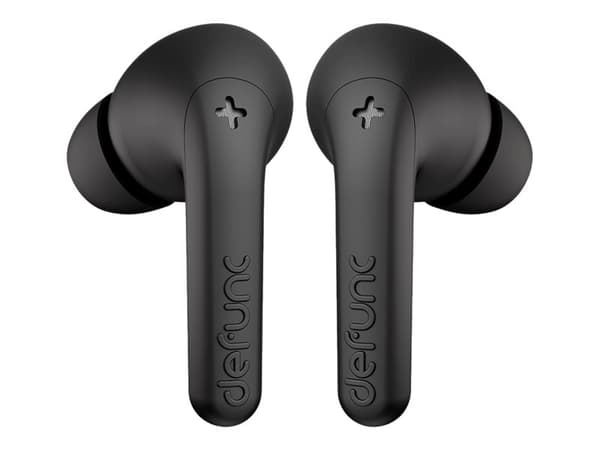 DeFunc TRUE MUTE - True wireless-hodetelefoner med mikrofon - i øret - Bluetooth - aktiv støydemping - svart