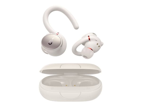 Soundcore Sport X10 - True wireless-hodetelefoner med mikrofon - i øret - over-øret-montering - Bluetooth - aktiv støydemping - lydisolerende - hvit