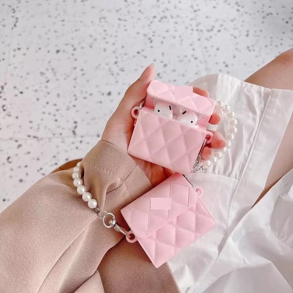 Etui til tredje generation 2022 Airpods pink taske med perler