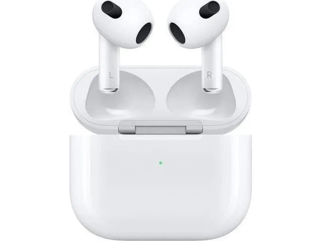 Apple AirPods – 3. generationen – äkta trådlösa hörlurar med mikrofon. – öronspets – Bluetooth – vit | Lightning laddningsfodral