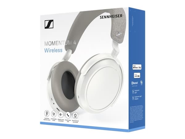 Sennheiser MOMENTUM 4 - Kuulokkeet mikrofonilla - täysikokoiset - Bluetooth - langaton, langallinen - aktiivinen melunvaimennus - 2,5 mm liitin, USB-