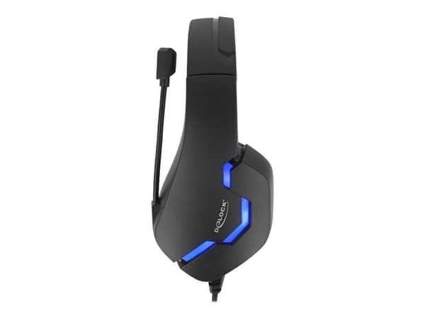 Delock - Headset - fullstorlek - kabelansluten - 3,5 mm kontakt - svart, blå