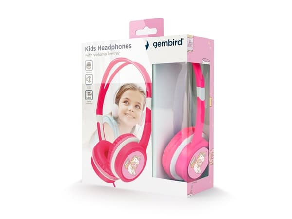 Gembird MHP-JR-PK, Koblet med ledninger (ikke trådløs), Musikk, 520 g, Hodetelefoner, Rosa