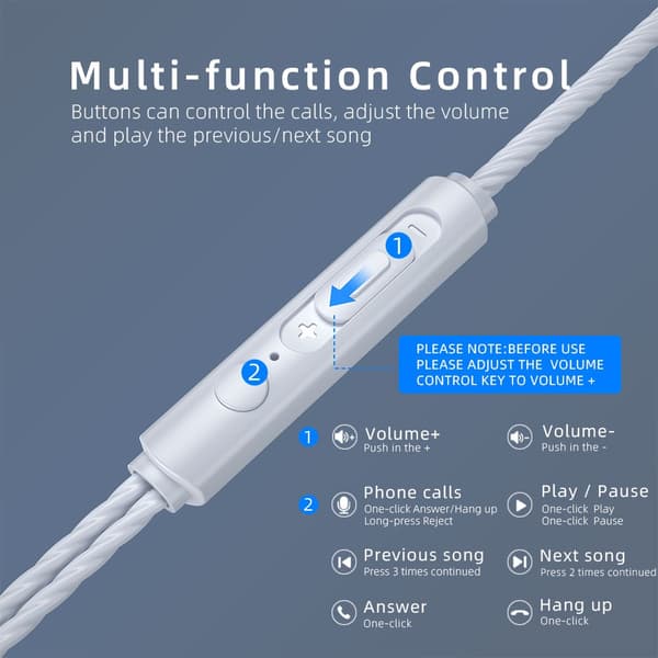 Essager Earbud 3.5mm Hörlurar 1.2m Vit