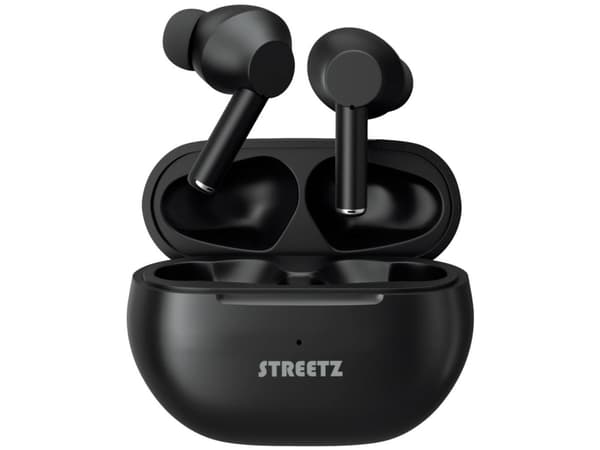 STREETZ TWS-117 Korvakuulokkeet Bluetooth® Stereo musta Kuulokkeet, latauskotelo, äänenvoimakkuuden säätö, kosketusohjaus