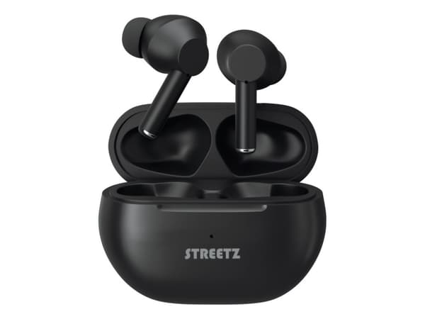STREETZ TWS-117 Korvakuulokkeet Bluetooth® Stereo musta Kuulokkeet, latauskotelo, äänenvoimakkuuden säätö, kosketusohjaus