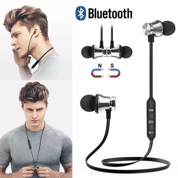 Bluetooth Headset Silver Chrome - Trådlösa bluetooth hörlurar