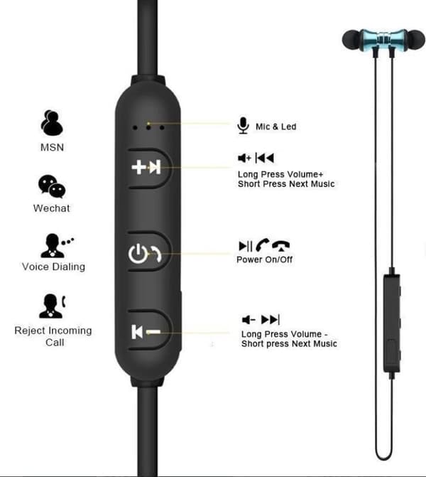 Bluetooth Headset Silver Chrome - Trådlösa bluetooth hörlurar